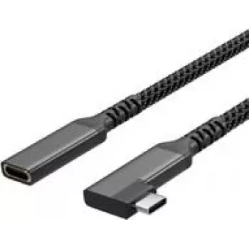 Cable alargador USB-C USB-C > conector hembra USB-C 3.2 90° PD textil 1,5m (FL31-74016)