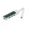 Hub USB 3.2 Gen 1 portátil ROLINE, 4 puertos, cable de conexión Type-A+C