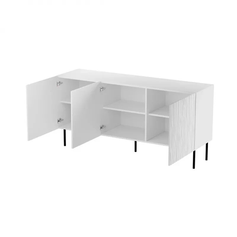 Cómoda Cama Meble JUNGLE 152x40.5x74.5 cm blanco mate con patas negras
