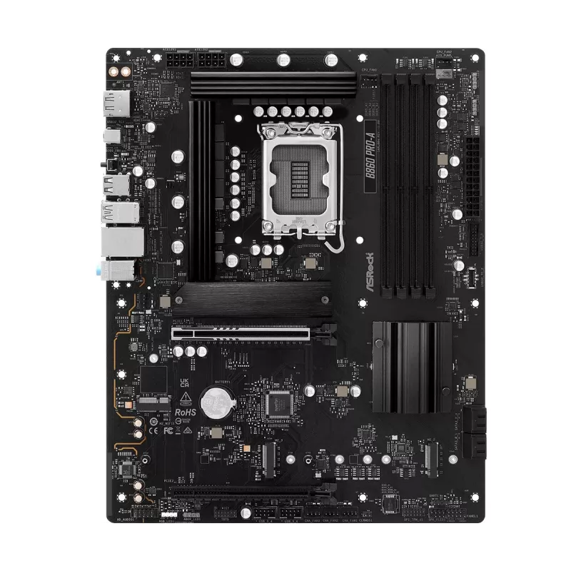 Placa base ASRock B860 Pro-A — Intel B860 ATX, LGA 1851, DDR5, 4x DIMM, 256GB, LAN 2.5Gb, 1x M.2, 4x SATA III
