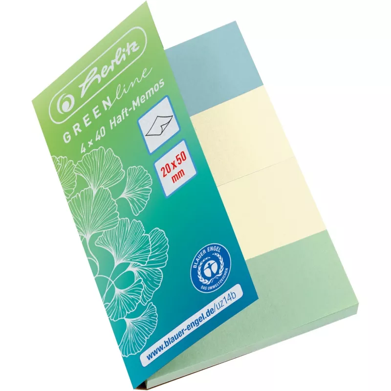 Pestañas índice adhesivas Herlitz 50033447, autoadhesivas, 160 hojas, azul verde amarillo