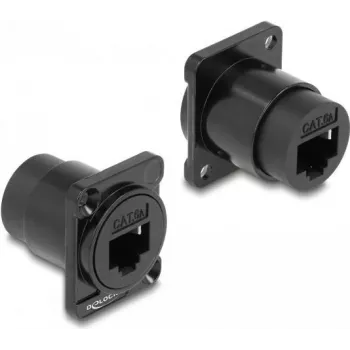 Módulo D-Type DeLOCK cable de red RJ45 Cat.6A hembra a hembra negro
