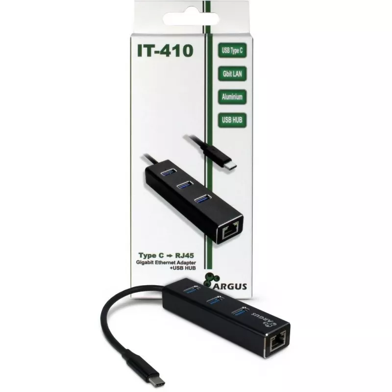 Inter-Tech Argus IT-410 - Hub - 3 x SuperSpeed USB 3.0 + 1 x 10/100/1000 - Sobremesa (88885440)