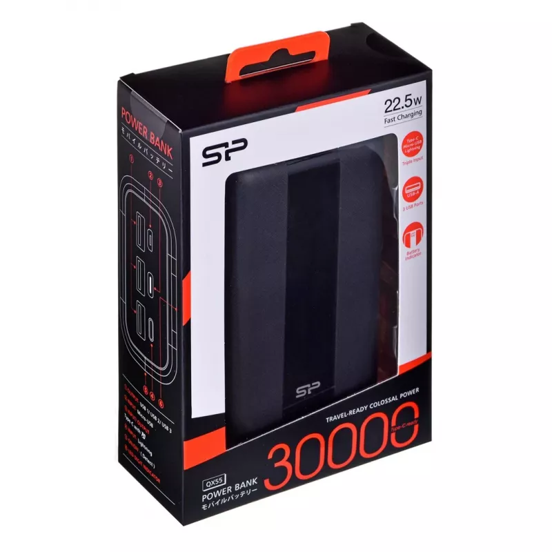 Batería externa Silicon Power QX55 polímero de litio (LiPo) 30000 mAh negra