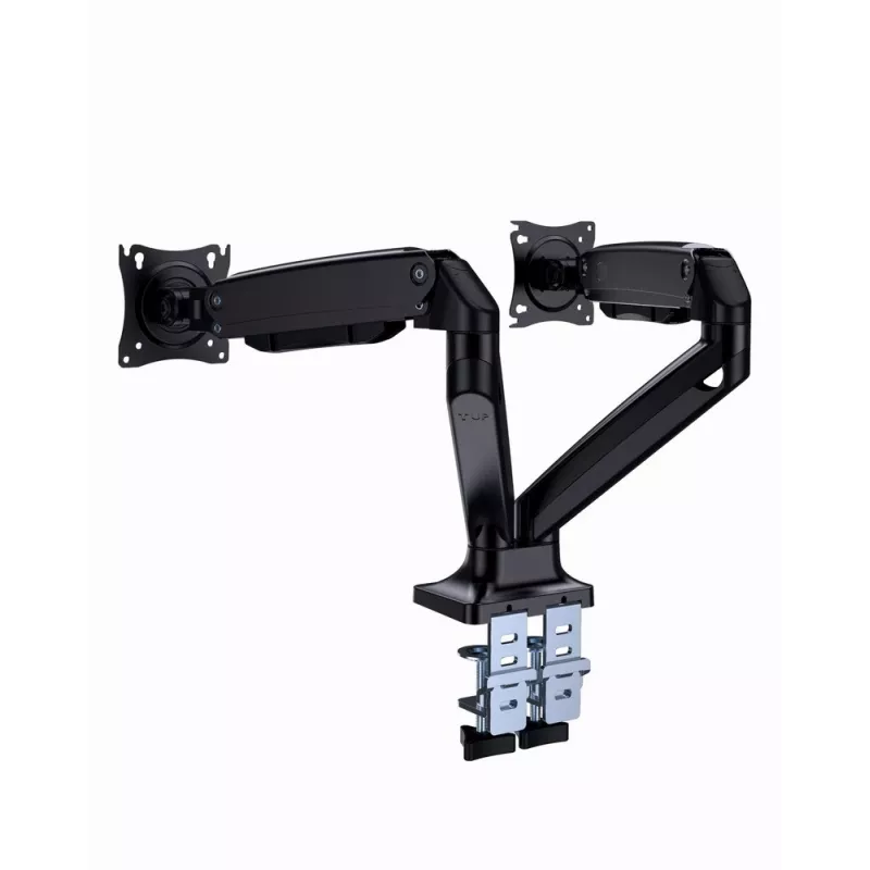 Soporte para monitor GEMBIRD MA-DA2-03 para pantallas de hasta 35 pulgadas, pinza de mesa, VESA 75x75–100x100, 20 kg, negro, Doble pantalla