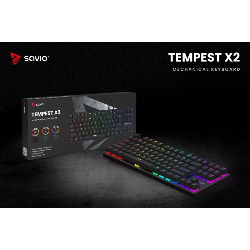 Teclado mecánico RGB Tempest X2 Outemu Red Savio Savgk-tempest X2 Red