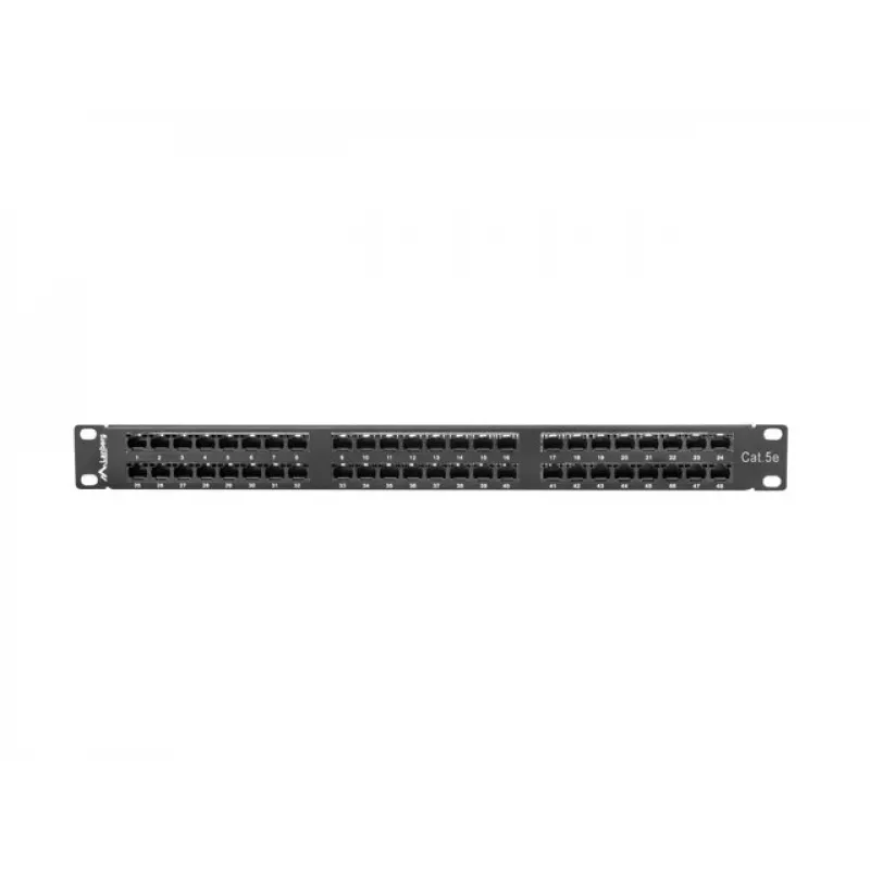 Panel de parcheo LANBERG PPU5-1048-B 1U, 48 puertos Cat5e, negro, 445×102×44,5 mm