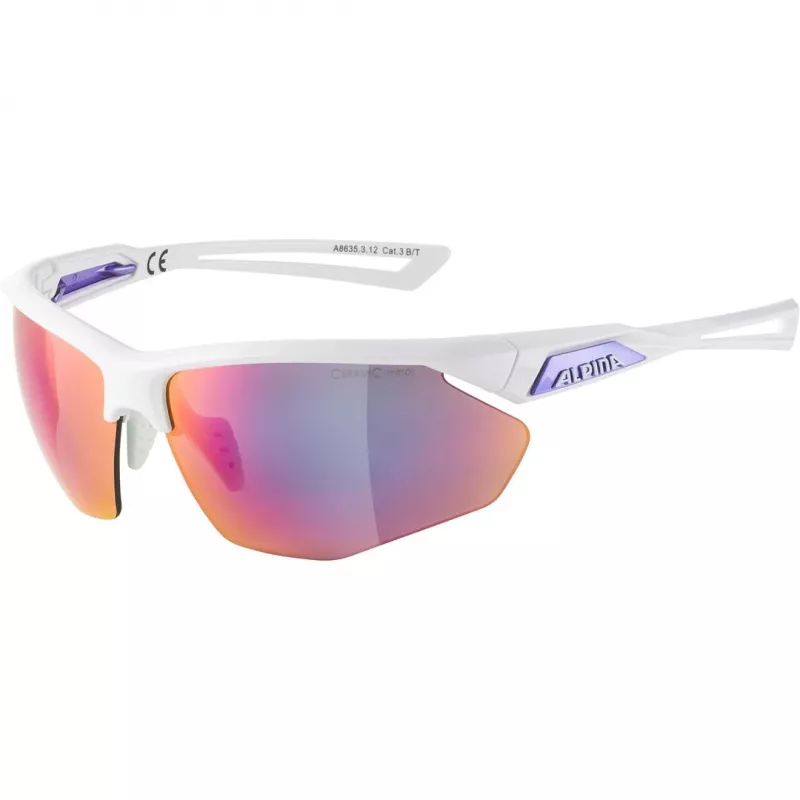 Gafas de sol ALPINA ciclismo NYLOS HR blanco-lila lente lila brillante Cat.3