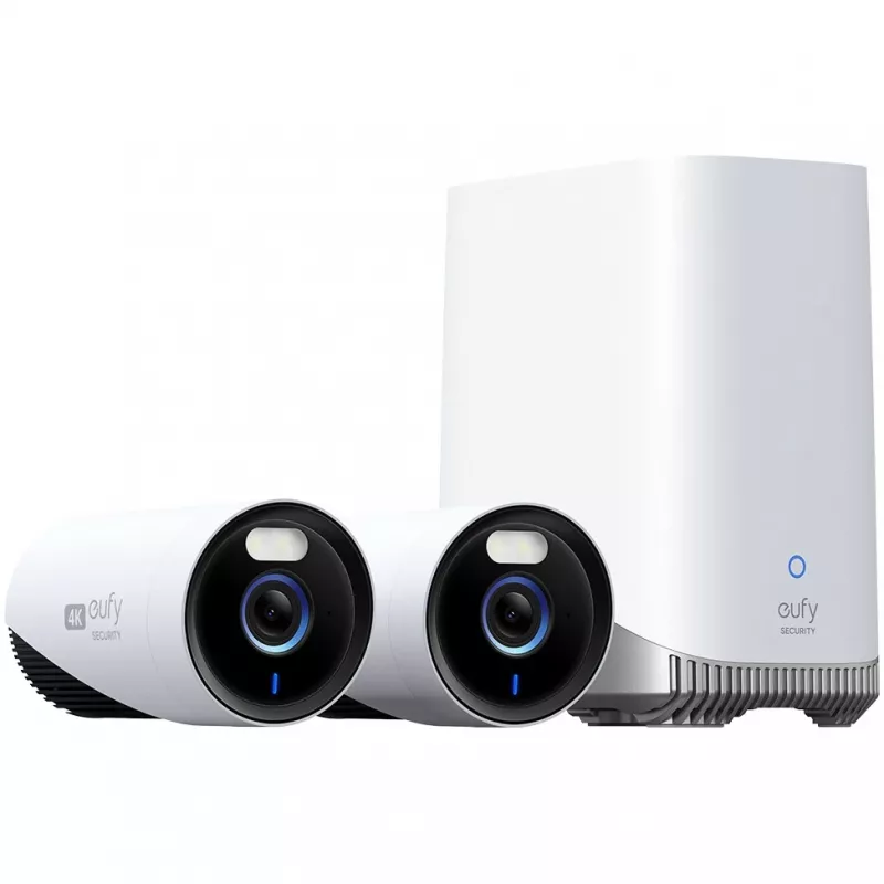 Anker Eufy eufyCam E330 (Professional) - Set de 2 cámaras - Cámara de vigilancia de red - Exterior - resistente a la intemperie - Color (día/noche) - 8 MP - 3840 x 2160 - 4K - Audio - Wi-Fi - 2