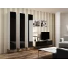 Conjunto de armarios de salón Cama VIGO 14 blanco/negro brillante