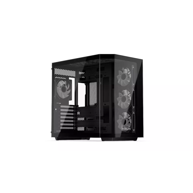 Krux Empero KRXD010 caja de PC Midi Tower, ATX, cristal templado, 4 ventiladores ARGB de 120 mm, negra - GPU hasta 420 mm, disipador de CPU hasta 155 mm, 2x 3,5" + 3x 2,5" bahías