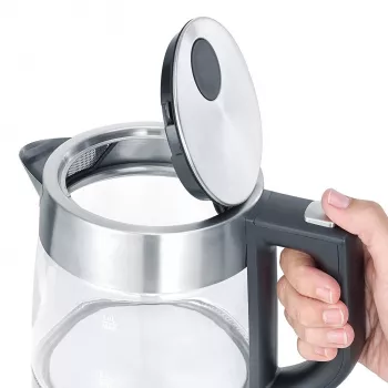 Severin WK 3468 Hervidor de agua 1 L 2200 W Negro, Acero inoxidable, Transparente
