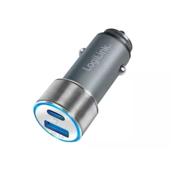 Fuente de alimentación para coche LogiLink – 36 vatios – 3 A – PD 3.0, QC 3.0 – 2 puertos de salida (USB, USB-C de 24 pines)