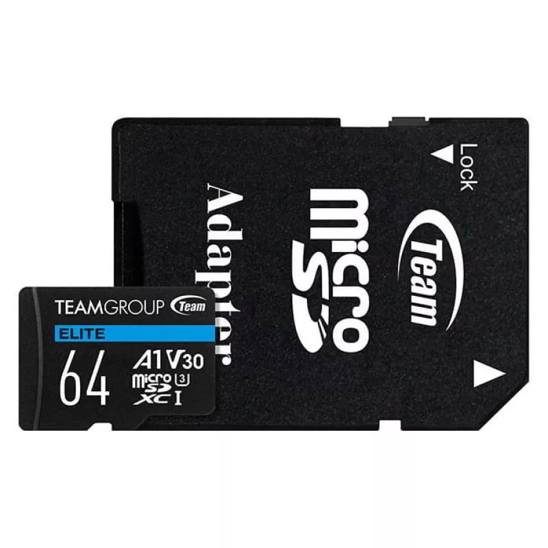 Tarjeta flash Micro-SD 64GB-XC Team Elite A1 V30 - Micro SD (TEAUSDX64GIV30A103)