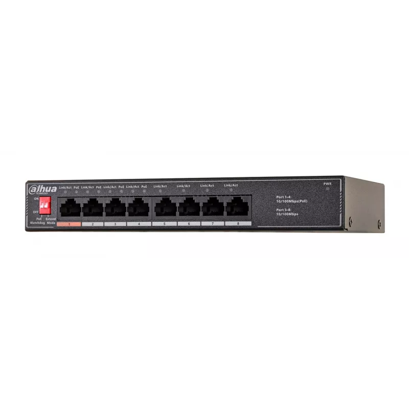 Dahua Technology PoE SF1008LP Switch no gestionado L2 Fast Ethernet (10/100) Power over Ethernet (PoE) Negro