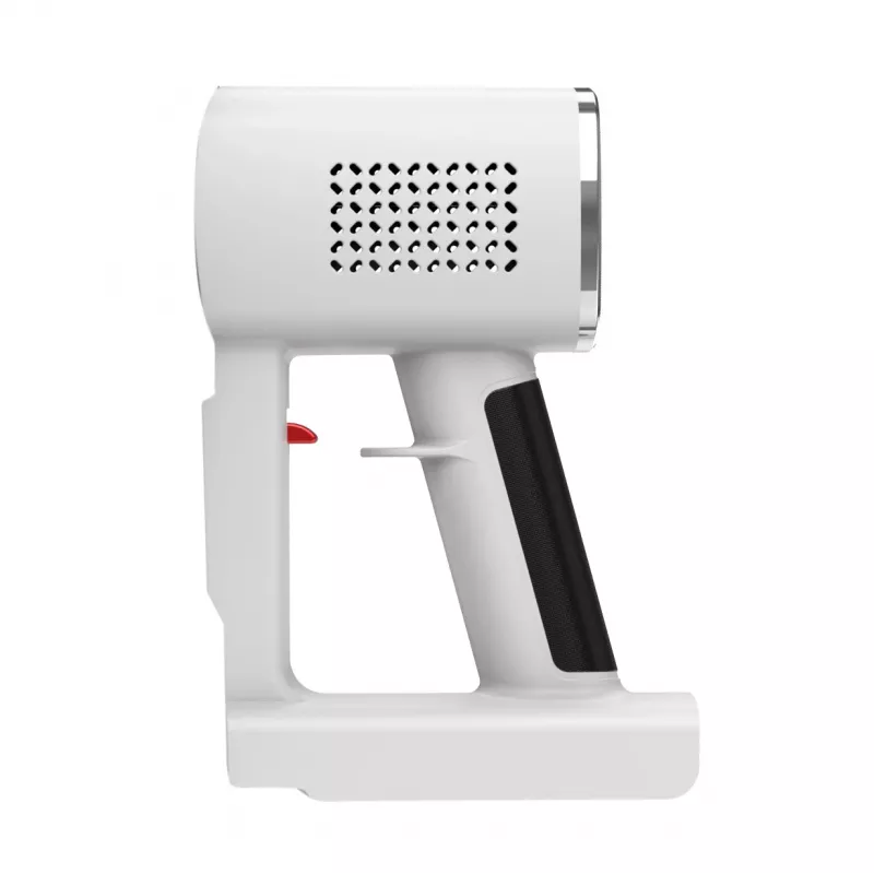 Aspirador de escoba con batería Adler AD 7051 — 300 W máx, batería de 22,2 V, 0,6 L sin bolsa, tubo de acero inoxidable, EPA F8, luz LED, blanco/rojo