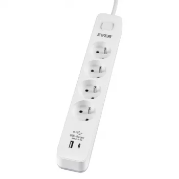 Regleta de protección contra sobretensiones PROTECT 4PL 1A1C USB T/LZ12-PRO015/1000