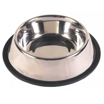 Cuenco para perros/gatos Trixie 24854 — acero inoxidable, 1,75 l, 30 cm, negro, patas antideslizantes, apto para lavavajillas