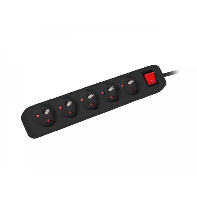 Regleta Lanberg PS1-05E-0300-BK, 5 tomas, 3 m, negra, con interruptor