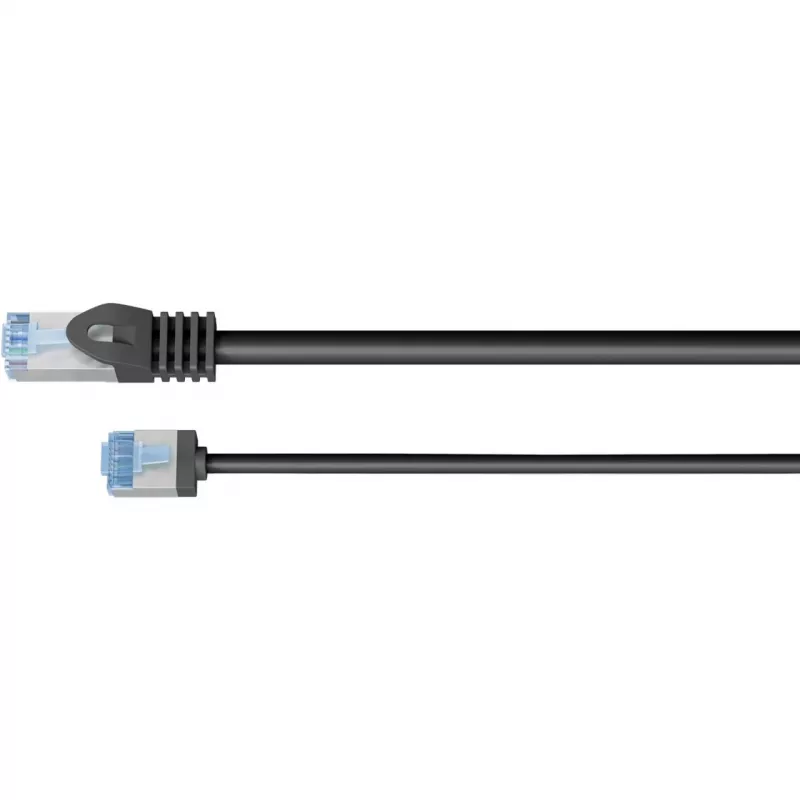 Goobay Cable de red CAT 6A ultra flexible fino U/FTP negro - conector extra corto (74320)