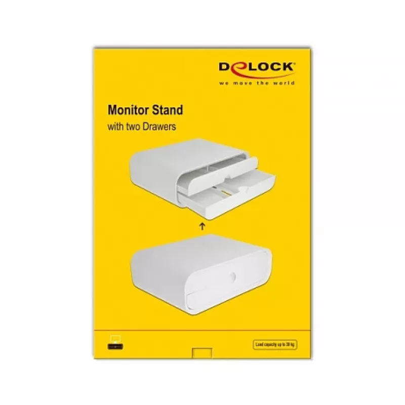 Soporte para monitor DeLOCK 18325 con dos cajones blanco