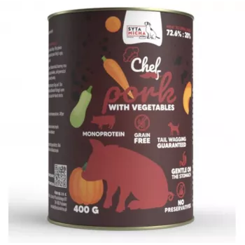 SYTA MICHA Chef cerdo con verduras – comida húmeda para perros – 400 g