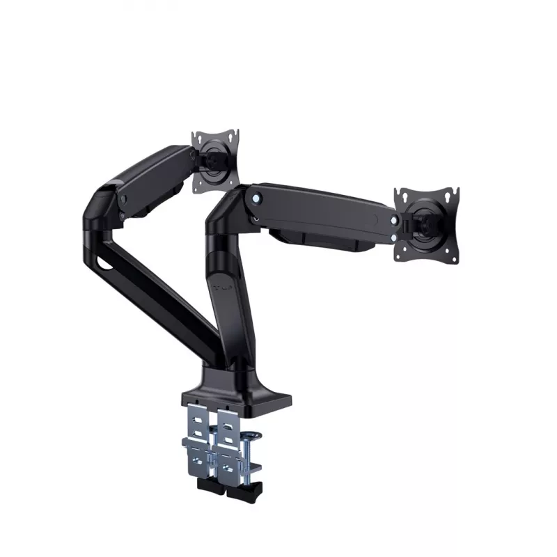 Soporte para monitor GEMBIRD MA-DA2-03 para pantallas de hasta 35 pulgadas, pinza de mesa, VESA 75x75–100x100, 20 kg, negro, Doble pantalla