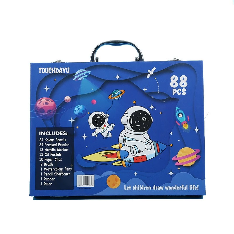 Set de pintura artística Extralink Blue Astronaut — 88 piezas (colores, pinceles, accesorios)