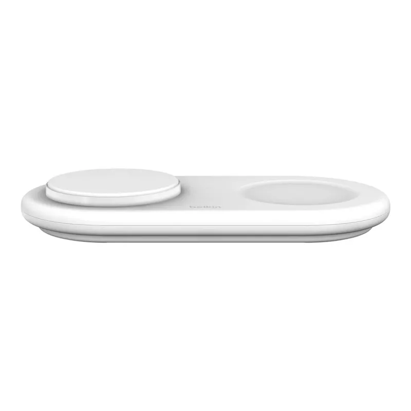Belkin WIZ021VFWH - base de carga inalámbrica 2 en 1 con tecnología Qi2 15 W, blanca