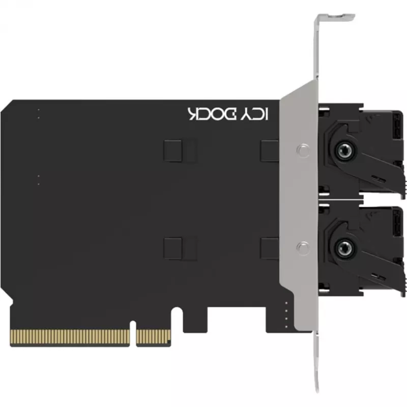 Tarjeta adaptadora PCIe icybox MB312M4P-B — 2× M.2 NVMe a PCIe 4.0 x8 (bifurcación)