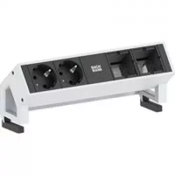 Toma de corriente Bachmann 902211 — 2x Schuko (tipo F) tomas AC, aluminio y plástico, negro/blanco