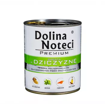 Comida húmeda para perros adultos dolina noteci Premium con caza (jabalí) 800 g, lata, 12 % proteína, 7 % grasa