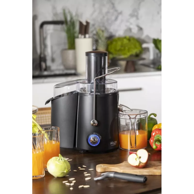 Exprimidor centrífugo Adler AD 4127 — 1000 W, negro, jarra de zumo, 3,9 kg