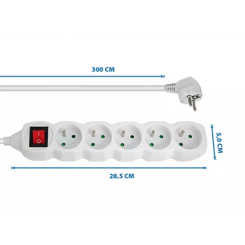 Regleta Esperanza ELK215W 3 m 5 toma(s) de CA para interiores blanca