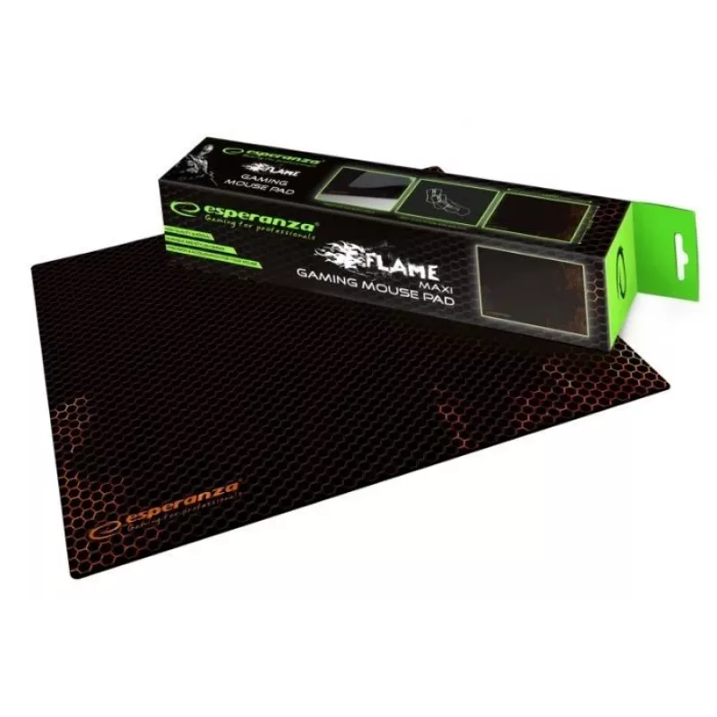 Alfombrilla para ratón gaming ESPERANZA EGP103R — tela, 400×300 mm, 3 mm de grosor, superficie estampada, base antideslizante, negra