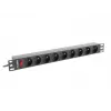 Unidad de distribución de energía LANBERG PDU-09E-0300-BK — 9 tomas tipo E, 16 A, 220–250 V, cable de 3 m, rack 1U, 19