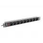 Unidad de distribución de energía LANBERG PDU-09E-0300-BK — 9 tomas tipo E, 16 A, 220–250 V, cable de 3 m, rack 1U, 19