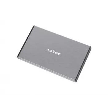 Caja externa HDD/SSD NATEC Rhino GO — 2,5 pulgadas SATA, 9,5 mm, USB 3.0, aluminio, gris, hasta 4 TB