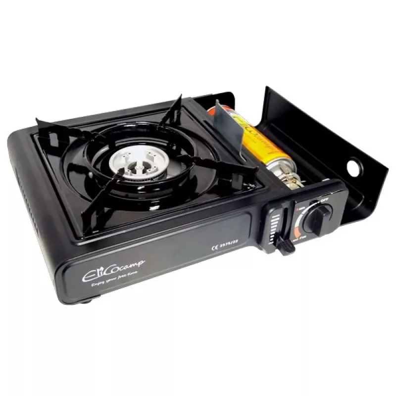 ELICO BDZ-155B Cocina de gas portátil de camping para cartuchos de 2,2 kW, encendido piezoeléctrico.