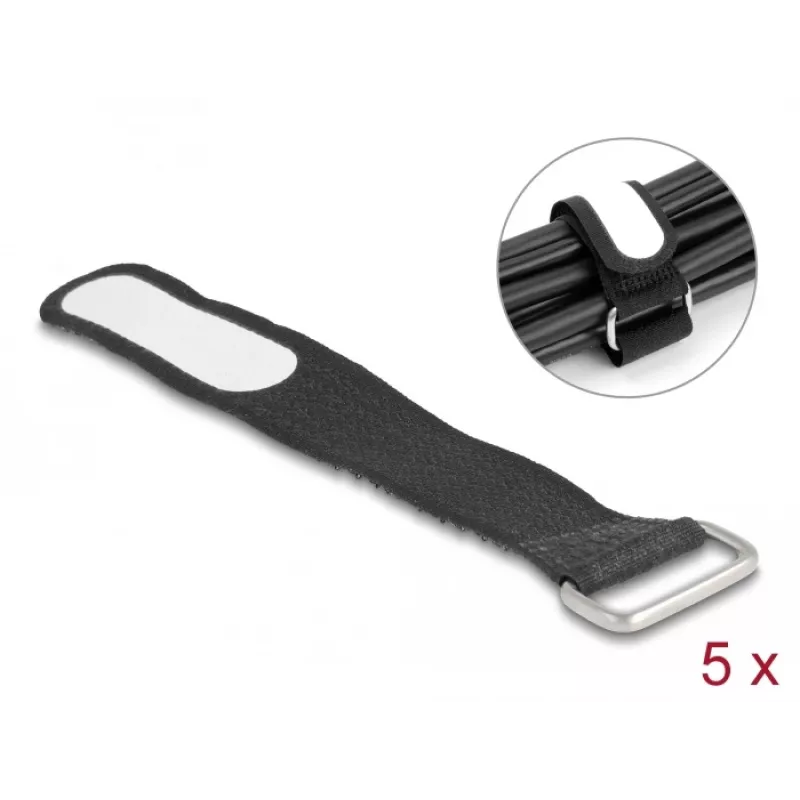 Soporte para bridas de cable DeLOCK 19603 cierre de velcro negro 127x20 mm 5 uds.
