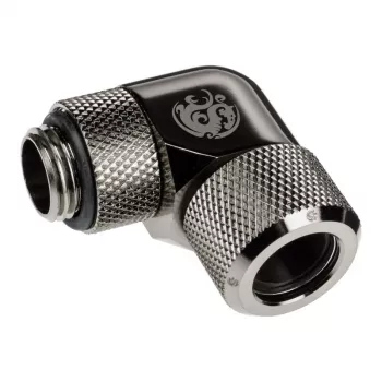 Adaptador 90° BitsPower Advanced Multi-Link G1/4 pulgadas macho a tubo rígido 12 mm OD, giratorio