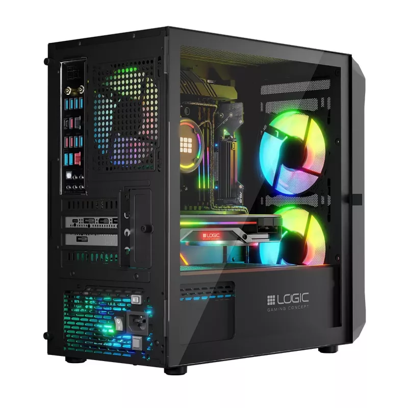 Carcasa de ordenador Logic Concept Portos Mini ARGB Micro ATX Negra