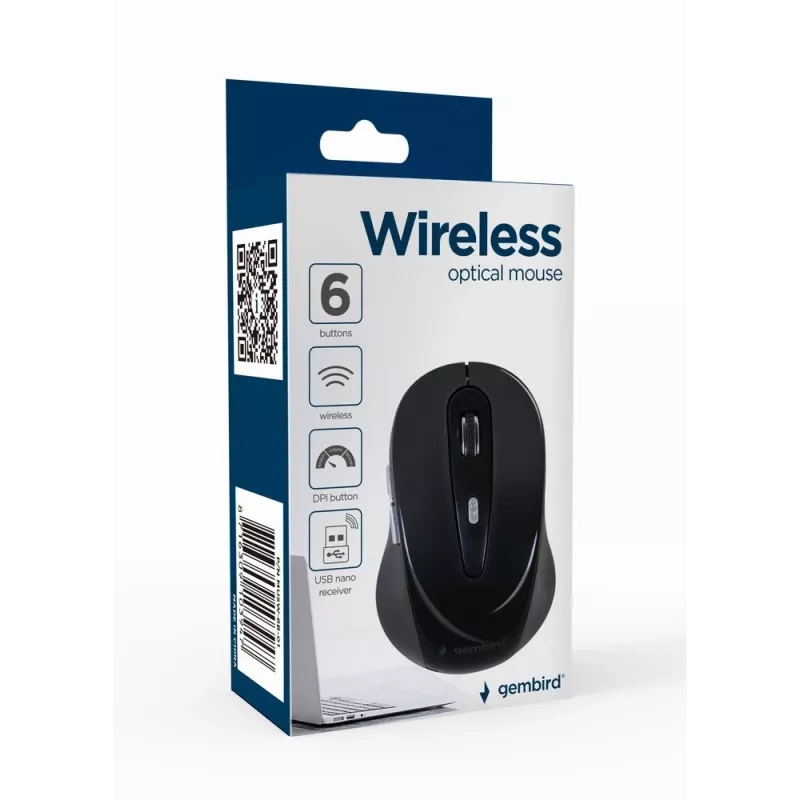 Ratón Gembird MUSW-6B-01 oficina diestro RF inalámbrico óptico 1600 DPI