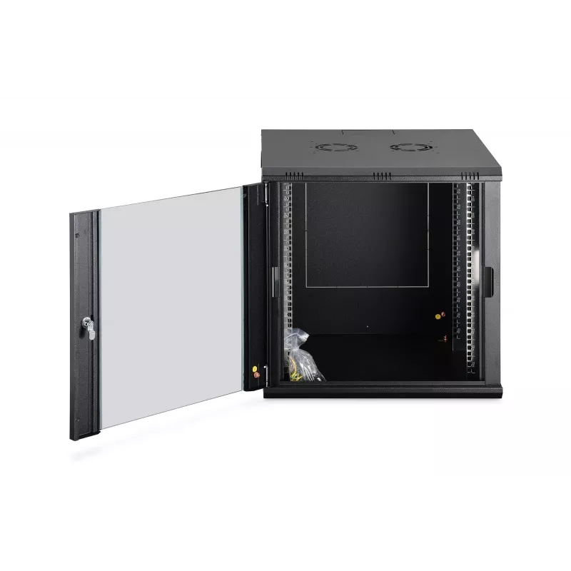 Caja de red de montaje en pared DIGITUS Dynamic-N DN-37111 — 12U, 600 x 600 mm, IP20, cerradura con llave