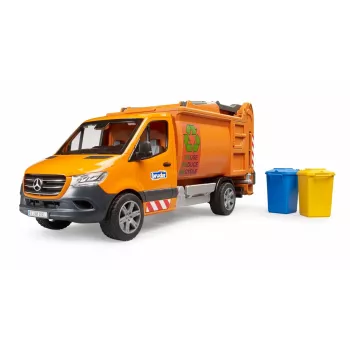 Vehículo de modelo BRUDER MB Sprinter camión de basura BR-02682, réplica de juguete a escala
