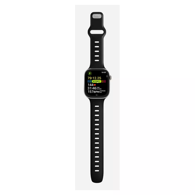 Correa para reloj Nomad Tempo Band negra de goma — 20 mm de ancho, compatible con muñecas de 155–193 mm