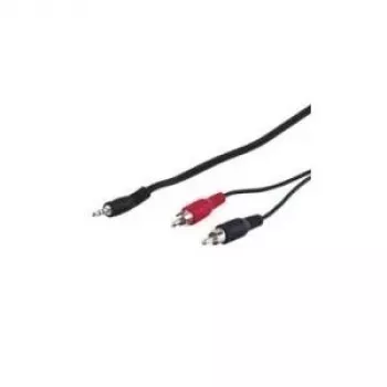 Wentronic Goobay cable adaptador de jack 3,5 mm a RCA HQ, negro, 5 m – conector macho jack 3,5 mm (3 polos, estéreo) > 2 conectores macho RCA (audio izquierda/derecha) (51651)