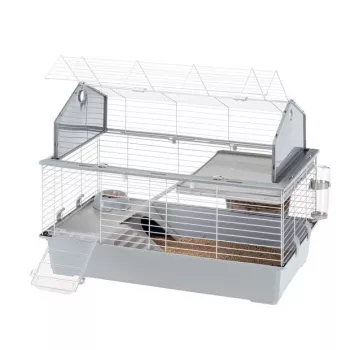 Jaula Ferplast Barn 100 para conejos y cobayas, metal/plástico, 960×570×730 mm, topo/blanco