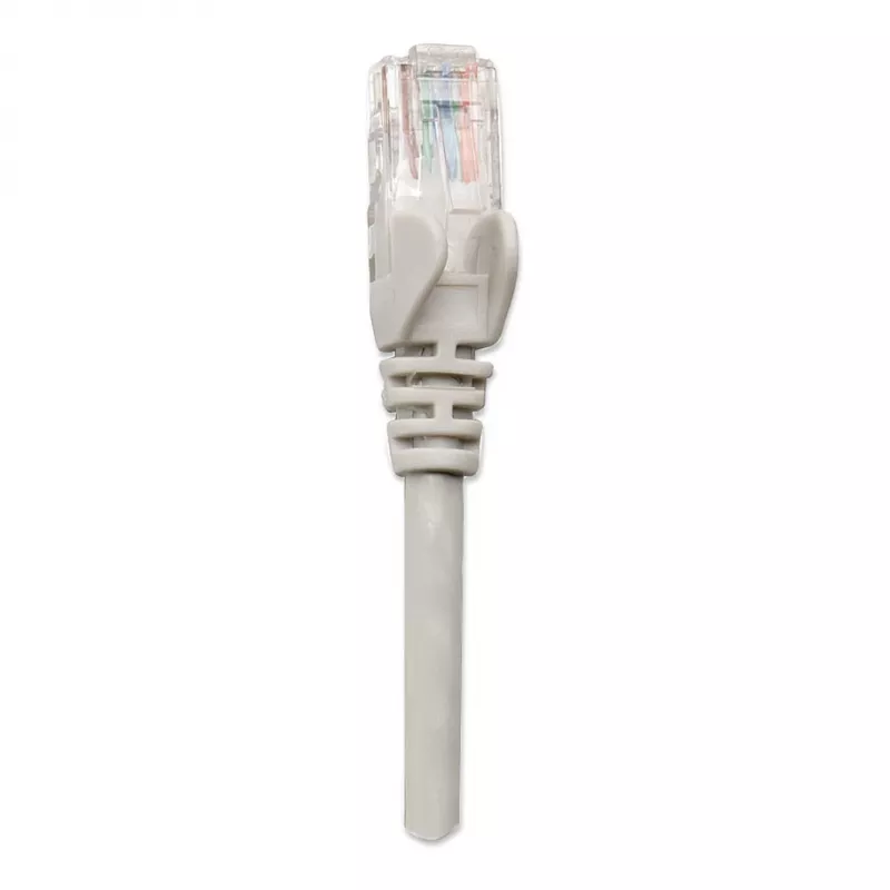 Cable de red Intellinet, Cat6, 2 m, gris, CCA, U/UTP, PVC, RJ45, contactos dorados, protección antienganches, funda antiacodaduras, garantía de por vida