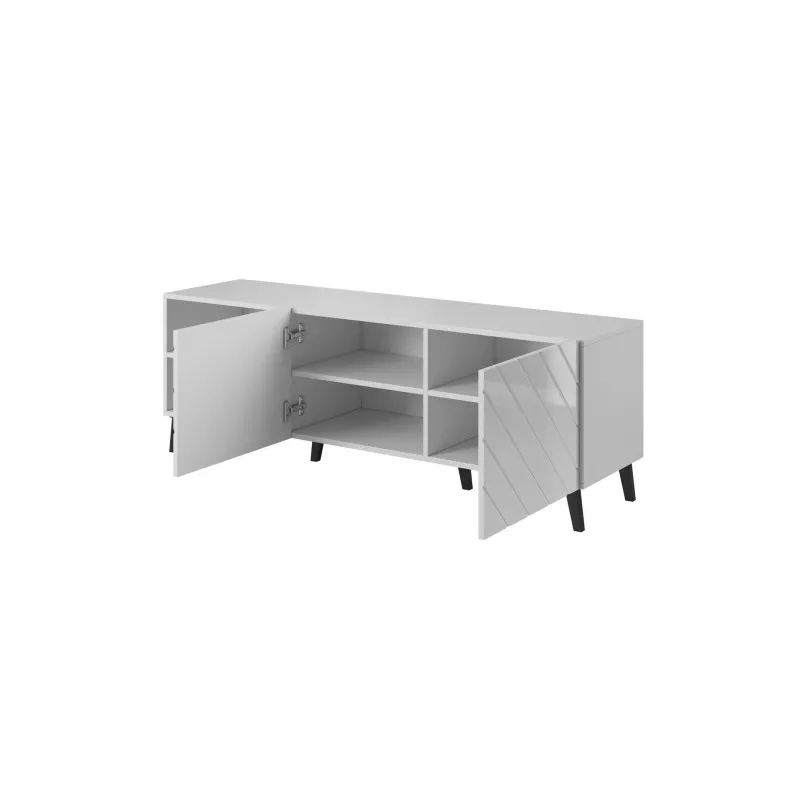 Mueble RTV ABETO 150x42x52 blanco/blanco brillante